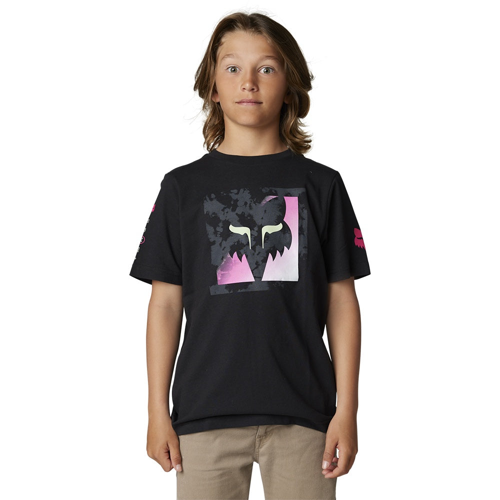 FOX youth black short-sleeve tee with front square graphic print