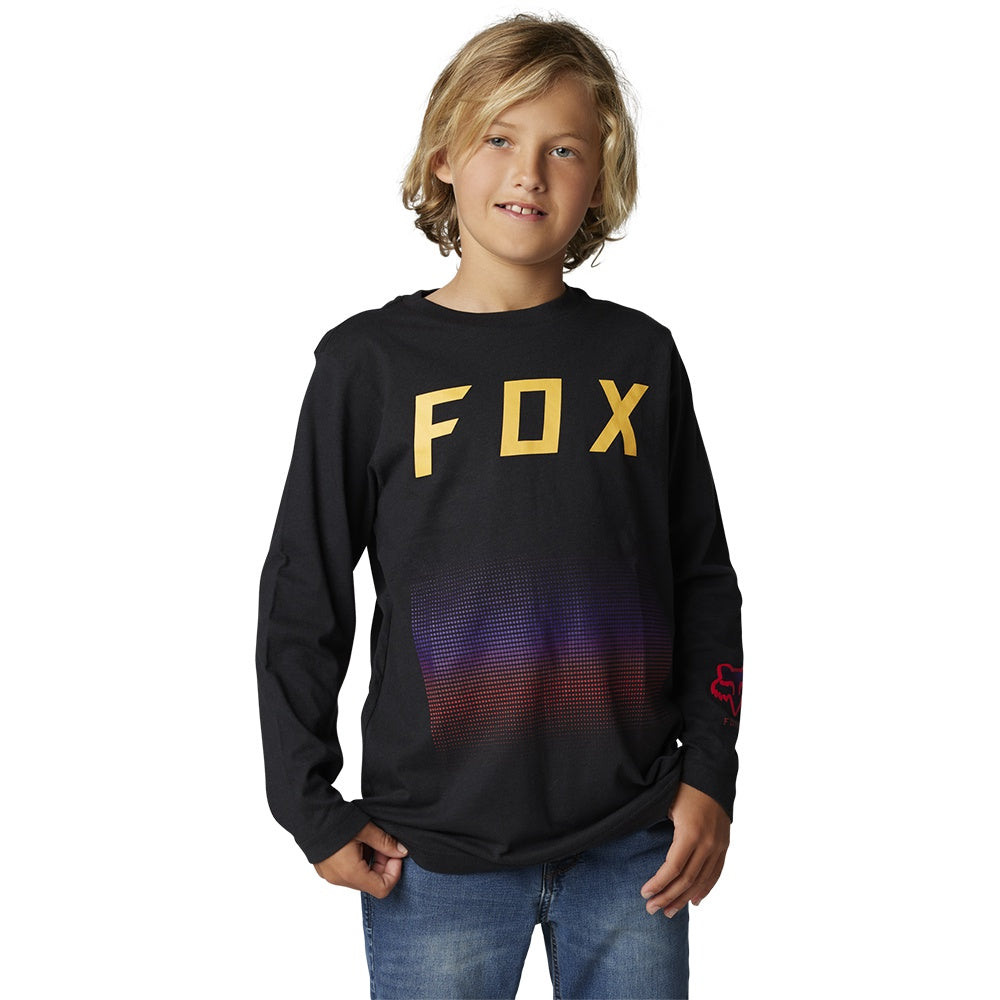 FOX youth long-sleeve T-shirt, black with large FOX logo graphic