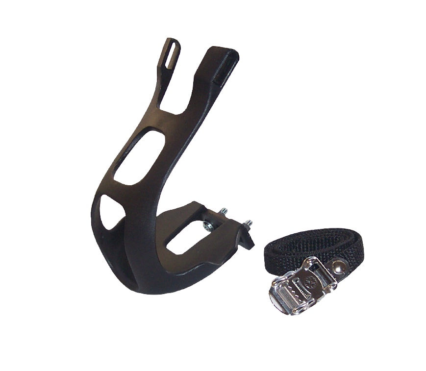 TOE CLIP WITH STRAPS MTB BLACK PLASTIC
