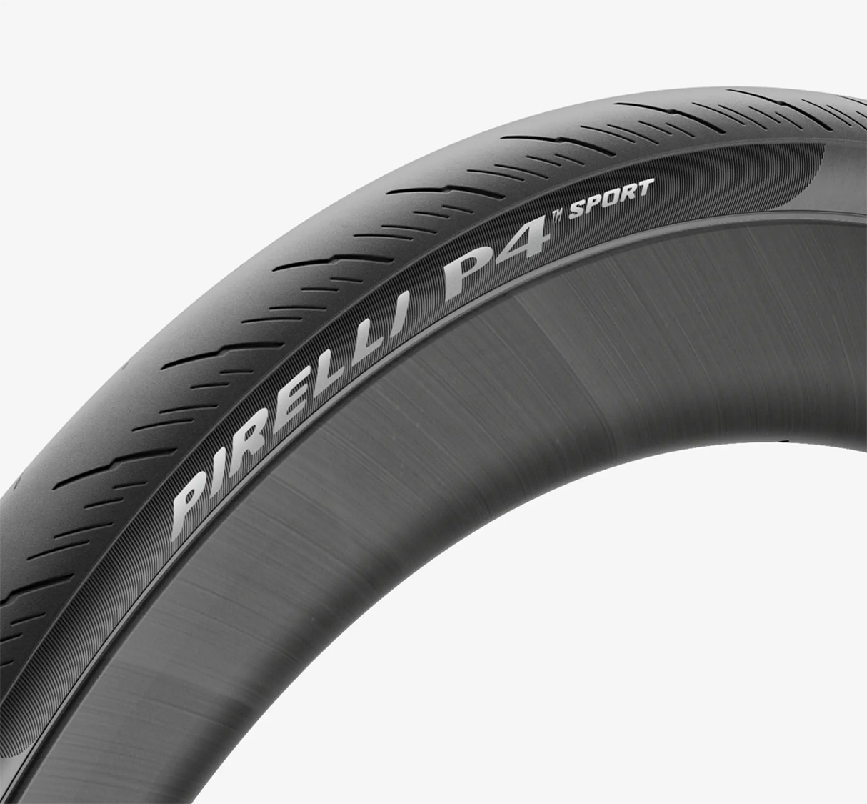 PIRELLI bicycle tire with P4 SPORT lettering, black tread, road cycling