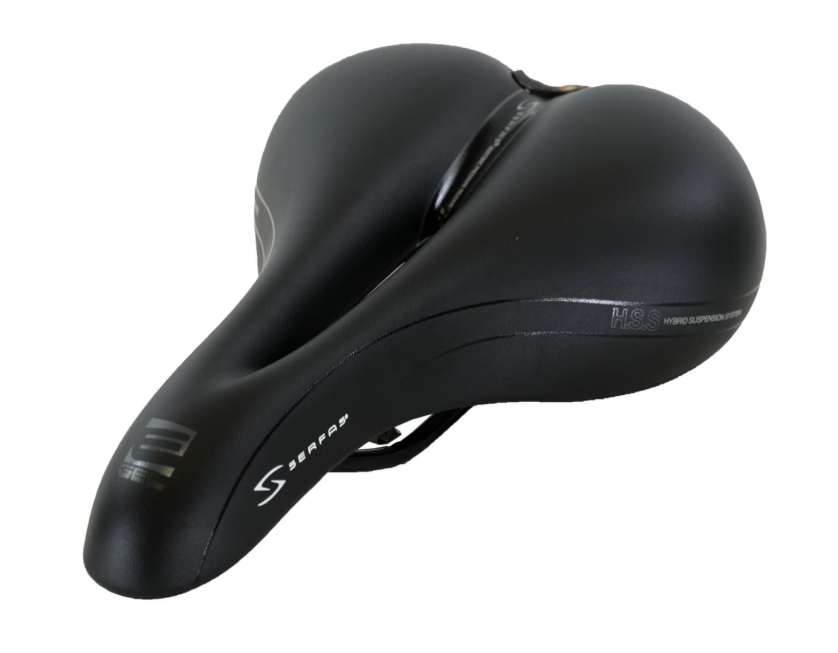 Black cut-out gel bicycle saddle with smooth ergonomic top