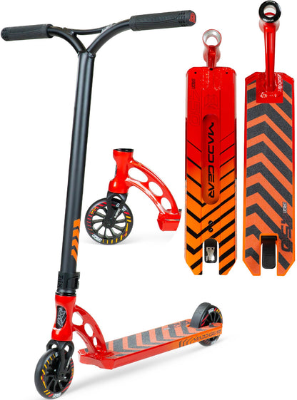 450 scooter with red deck, black frame, and 3 wheels