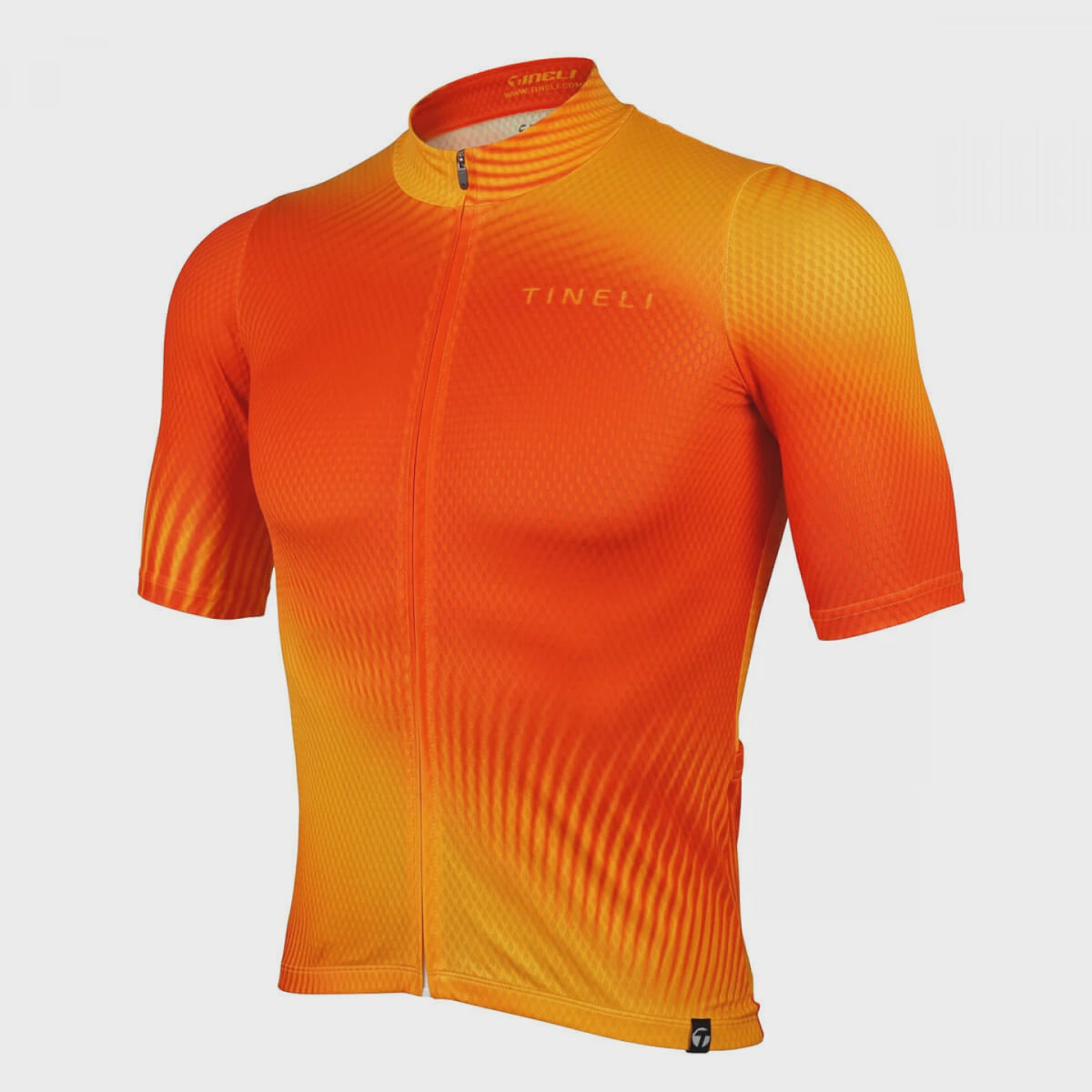 Tineli Elements Pro cycling jersey, orange-to-yellow gradient, full zip, short sleeves