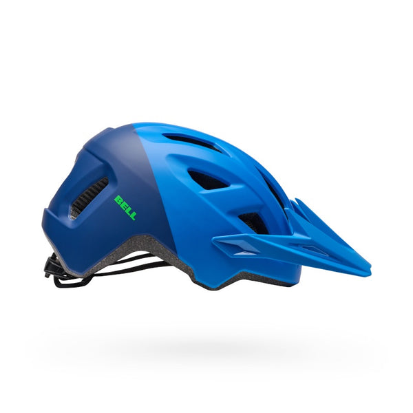 Youth bicycle helmet in blue with front vents and adjustable chin strap, Bell