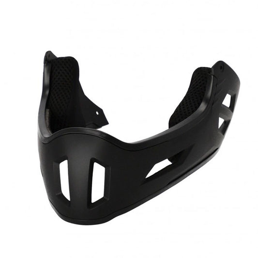 ACERBIS chin protector for MTB helmet, black plastic shell with ventilation cutouts