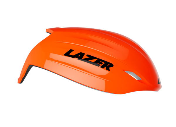 LAZER Aeroshell Z1 bike helmet in flash orange with vented top and visor.