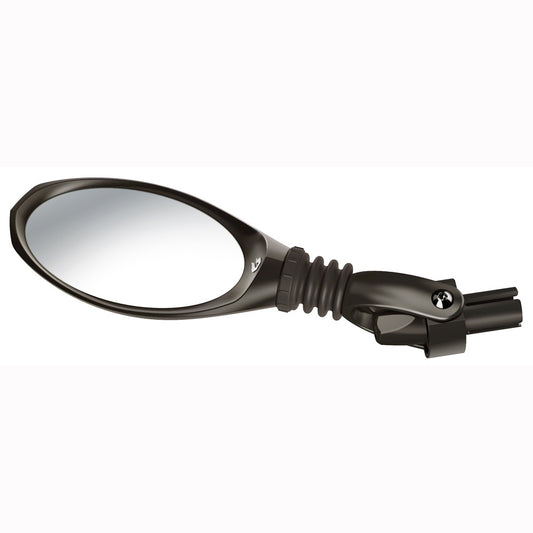 Oval mirror with black housing and multi-fit clamp mount