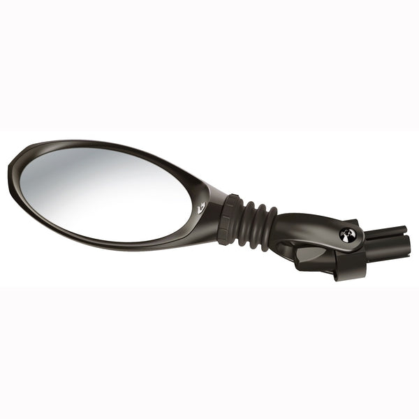 Oval mirror with black housing and multi-fit clamp mount