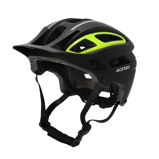 ACERBIS DoubleP MTB helmet, black with fluro yellow accents, vented hard shell