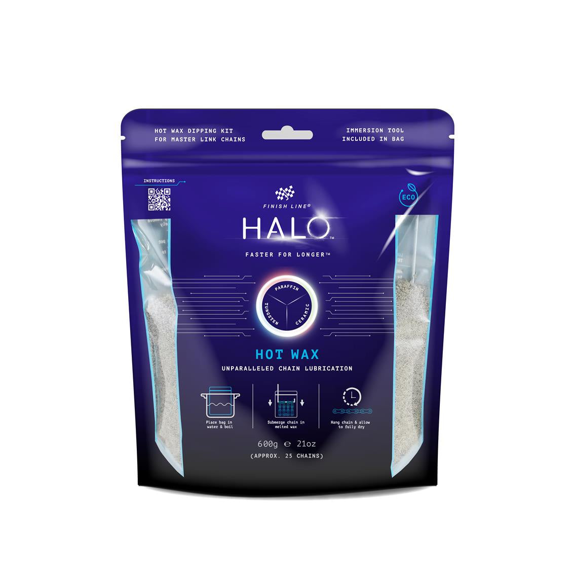 FinishLine HALO Hot Wax Lubricant 600g (Granular in Bag) + immersion tool