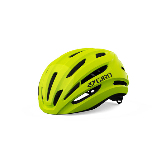 Bike helmet, neon yellow with black vent channels and Giro logo