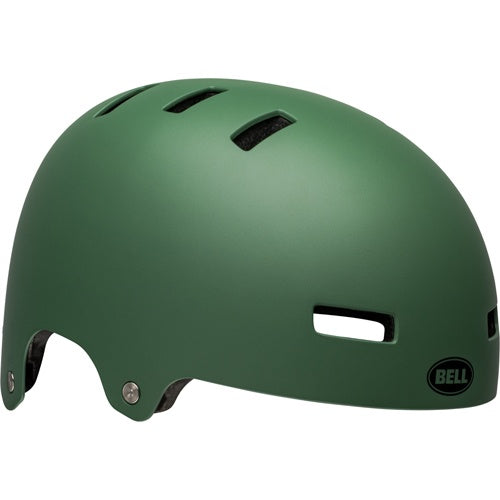 Matte dark green safety helmet with vents and BELL logo