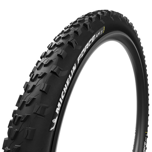 Michelin black MTB tire with aggressive AM tread blocks and sidewall lettering
