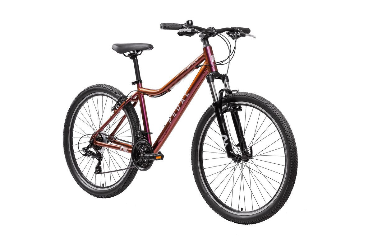 Gloss chilli trapeze bicycle with red-orange frame and black wheels