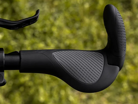 Ergon GP3 Evo grips with black rubber texture and contoured finger groove