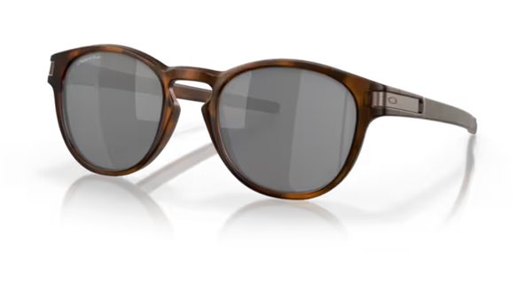 Oakley Latch sunglasses with matte brown tortoise frame and dark Prizm Black lenses
