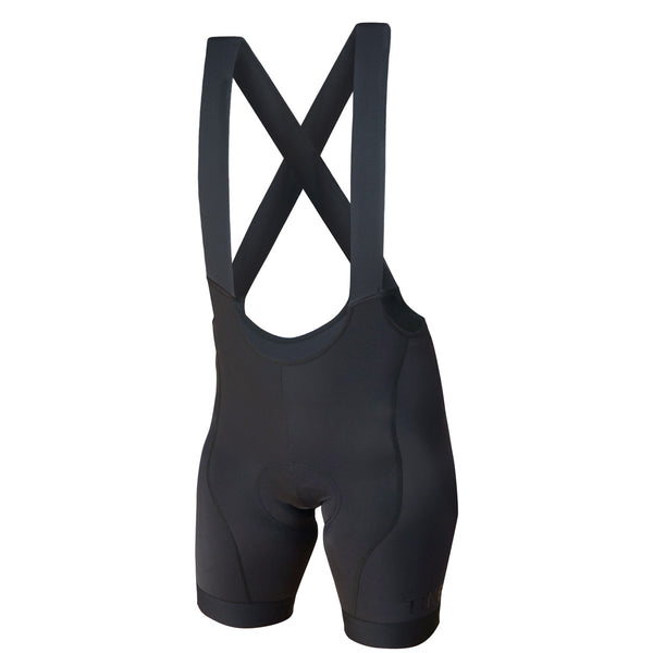 Tineli women's pro elite core bib shorts, black cycling bib with padded chamois.