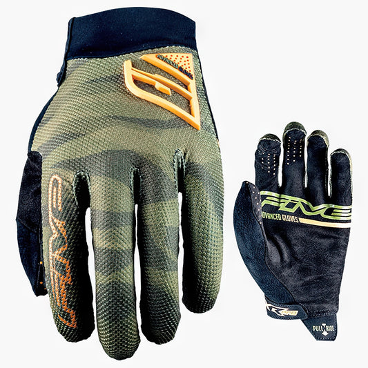 FIVE XR Pro MTB Gloves Camo Khaki/Fluro Orange
